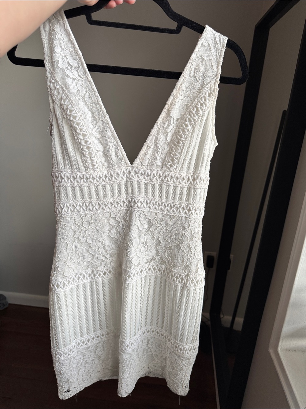 Forever 21 White Lace V-Neck Mini Dress